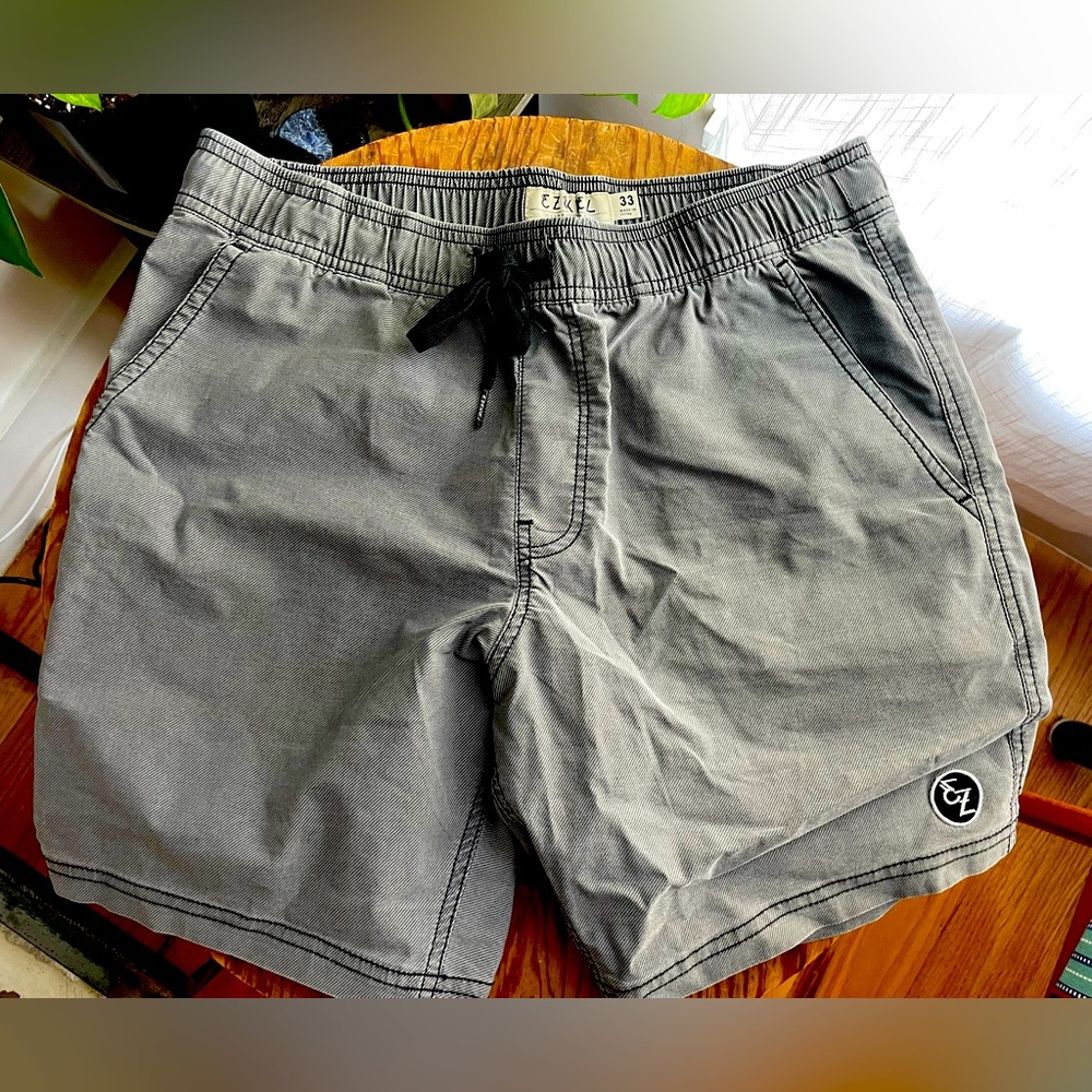 Ezekiel grey micro stripe athletic/swim shorts, size 33